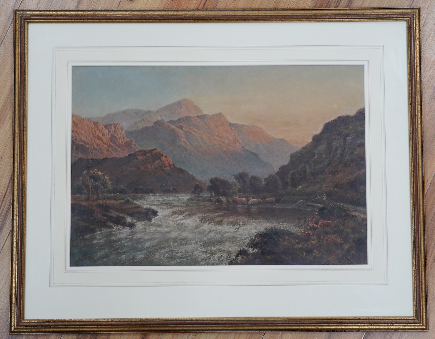 Late 19th / early 20th century English School, watercolour, Mountainous river landscape, 34 x 51cm